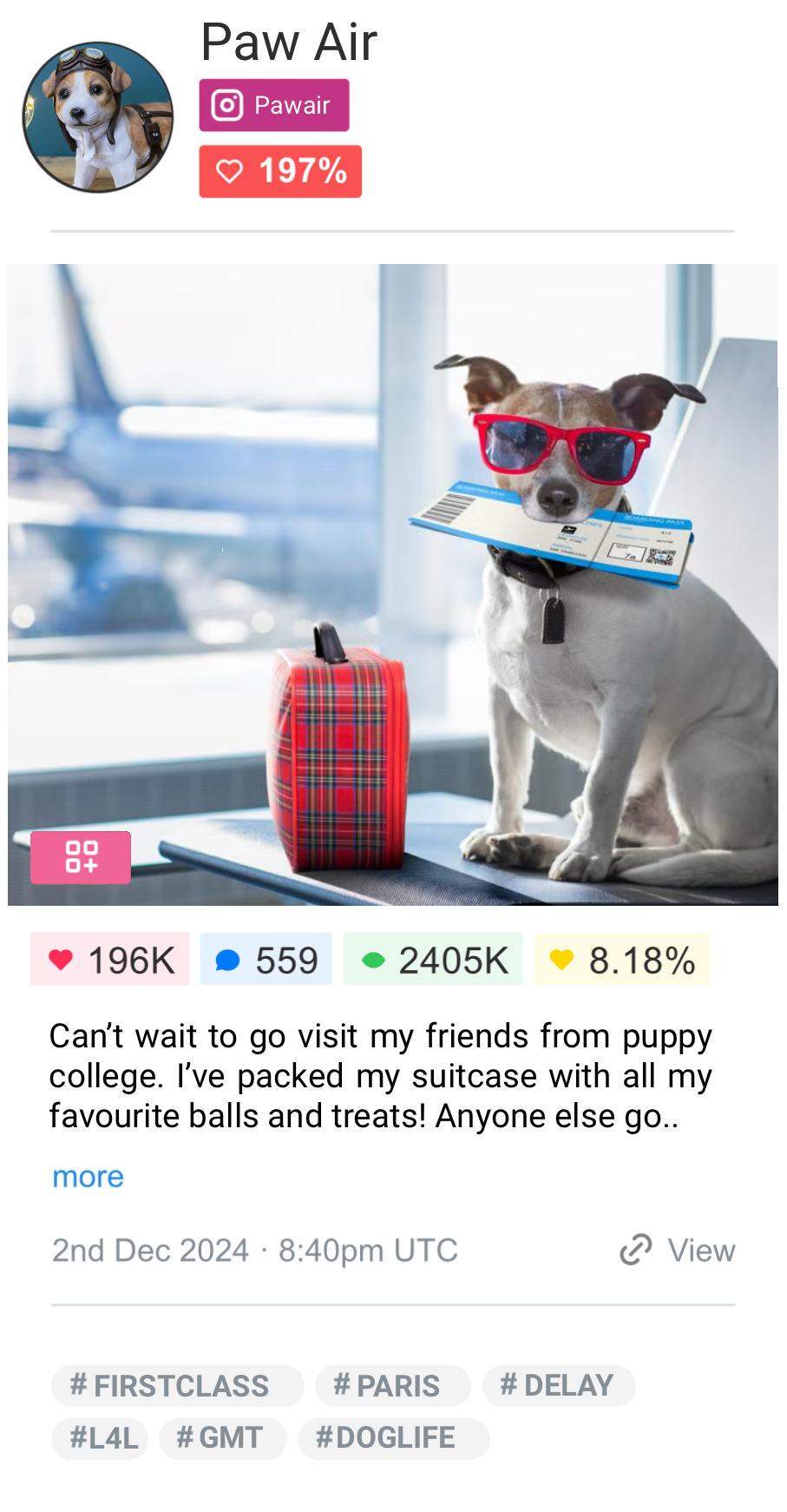 Postwiser social media tracking benchmarking competitor post